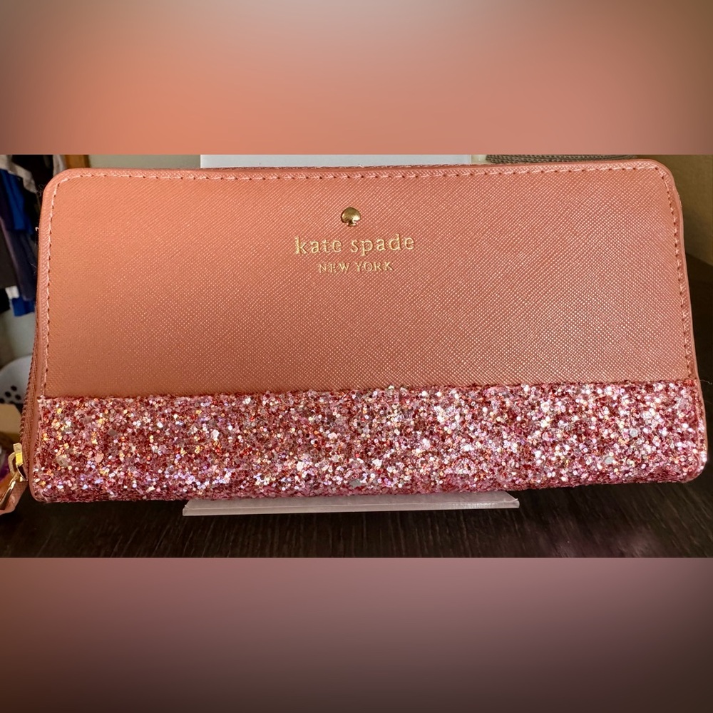 Kate Spade Pink Greta Court Glitter Neda Wallet